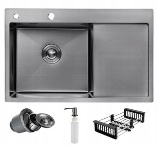 Zlewozmywak stalowy Irma grafit lewy