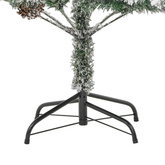 vidaXL Choinka flokowana śniegiem z lampkami i szyszkami 225 cm PVC/PE