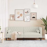 Sofa Chesterfield z wałkami, trzyosobowa, kremowa, aksamit
