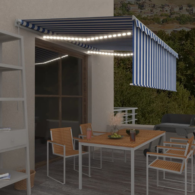 vidaXL Ręcznie zwijana markiza z zasłoną i LED, 4,5x3 m