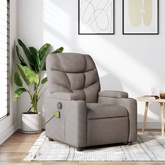vidaXL Rozkładany fotel masujący, taupe, obity tkaniną
