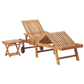 vidaXL Leżak ze stolikiem i poduszką, lite drewno tekowe wariant 15