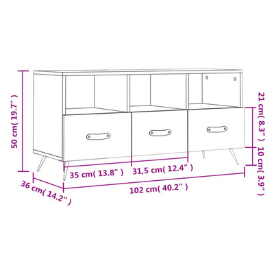 vidaXL Szafka pod TV, biała, 102x36x50 cm, materiał drewnopochodny wariant 5