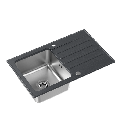 KENNETH 111 Fusion GraniteQ black dotted (czarny) z komorą stalową (780x480x190) z syfonem manualnym i zaślepką