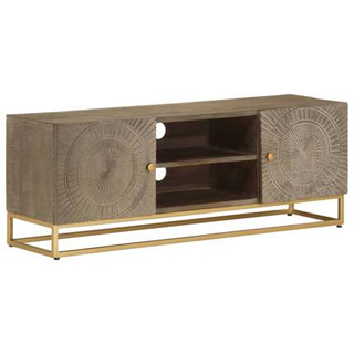 vidaXL Szafka pod TV, 110x30x40 cm, lite drewno mango i żelazo