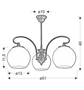 Lampa sufitowa wisząca 3X60W E27 patynowa miedź ORBIT 33-69351