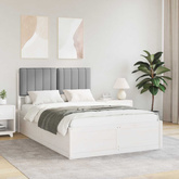 Ramka łóżka z tapicerowanym wezgłowiem Jasnoszary 120 x 200 cm