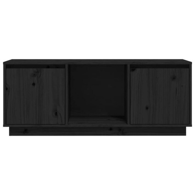 vidaXL Szafka pod TV, czarna, 110,5x35x44 cm, lite drewno sosnowe
