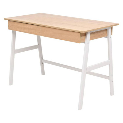vidaXL Biurko 110 x 55 x 75 cm, kolor dębowy i biały