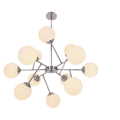 BELWEDER lampa wisząca chromowy 12x40W E14 klosz biały 30-39828