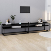 vidaXL Szafka pod TV, czarna, 220x40x40,5 cm, szkło hartowane