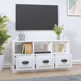 vidaXL Szafka pod TV, wysoki połysk, biała, 100x35x50 cm