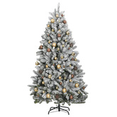 vidaXL Sztuczna choinka na zawiasach, 300 lampek LED i bombki, 210 cm model standard