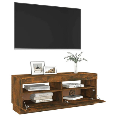 vidaXL Szafka pod TV z oświetleniem LED, przydymiony dąb, 100x35x40 cm