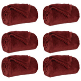 Koce narzutowe 6 pcs Bordeaux Czerwony 130 x 150 cm Polar