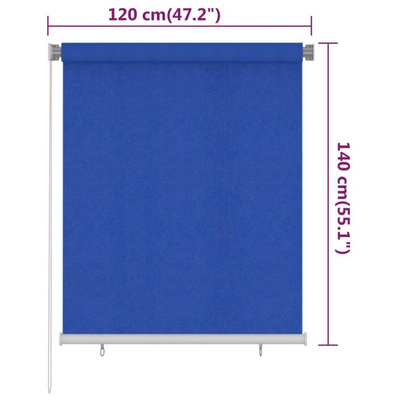 vidaXL Roleta zewnętrzna, 120x140 cm, niebieska, HDPE