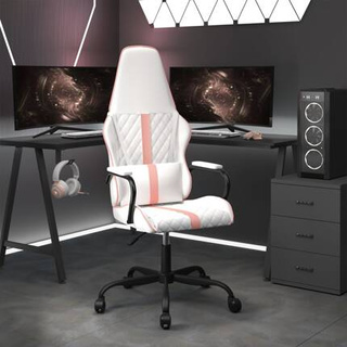 vidaXL Fotel gamingowy, biało-różowy, sztuczna skóra model standard
