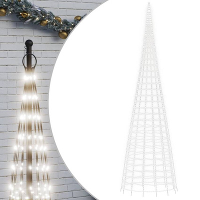 vidaXL Choinka z lampek, na maszt, 3000 zimnych białych LED, 800 cm