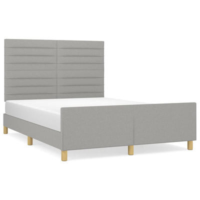 vidaXL Rama łóżka z zagłówkiem, jasnoszara, 140x190 cm, obity tkaniną model standard