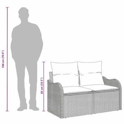 Sofa Ogrodowa z poduszką Brązowy 121 x 62 x 69cm polirattan