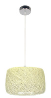 Lampa wisząca Panda kremowa z rattanem do salonu pojedyncza E27