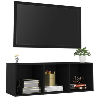 vidaXL Szafka pod TV, czarna, 107x35x37 cm, materiał drewnopochodny