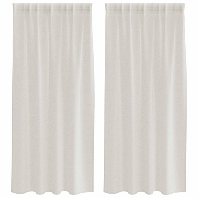 Firany Voile z zasłonami 2 pcs Kremowy 175 x 140 cm Poliester