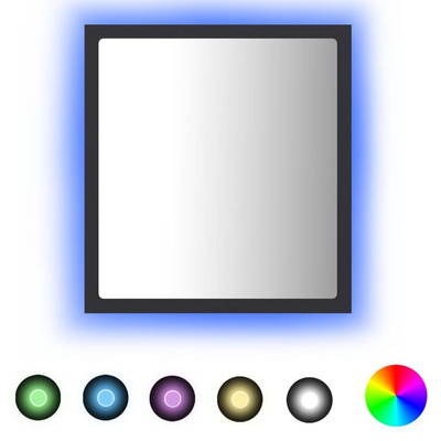 vidaXL Lustro łazienkowe LED, szare, 40x8,5x37cm, akryl