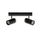 LAGOS LAMPA SUFITOWA CZARNY 2X15 GU10 KLOSZ CZARNY+DREWNIANY