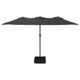 Podwójny parasol ogrodowy z LED, antracytowy, 449x245 cm