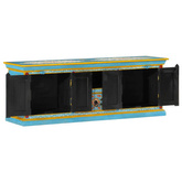 vidaXL Szafka pod TV, niebieska, 110x30x40 cm, lite drewno mango
