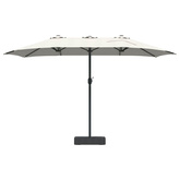 Parasolka ogrodowa piaskowy 385 x 209 x 244 cm Poliester i Stal