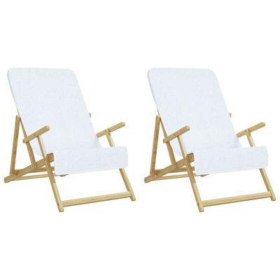 vidaXL Ręczniki plażowe, 2 szt., białe, 60x135 cm, tkanina, 400 g/m²