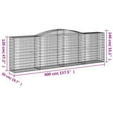 Kosze gabionowe, 2 szt, 400x50x120/140 cm, galwanizowane żelazo