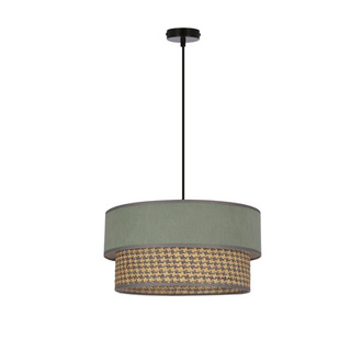 Lampa wisząca z abażurem Livorno miętowo szaro beżowa do salonu
