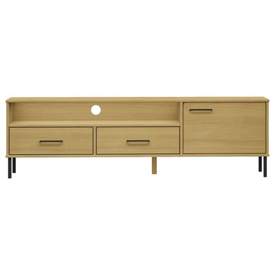 vidaXL Szafka pod TV OSLO, metalowe nóżki, brązowa, sosnowa model standard