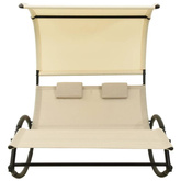 vidaXL Podwójny leżak z baldachimem, tkanina textilene, kremowy