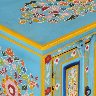 vidaXL Szafka pod TV, niebieska, 110x30x40 cm, lite drewno mango