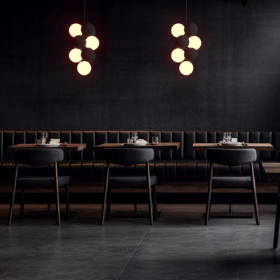 Lampa wisząca Szklana 4 kule świetlne i 6 kul dzwiekochłonnych Szarych 4xG9 60 cm Abruzzo Vino