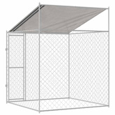 Klatka dla psa z dachem srebrny 200 x 200 x 258 cm Stal i PE
