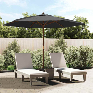 Parasol ogrodowy na drewnianym słupku, czarny, 299x240 cm