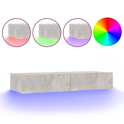 vidaXL Szafka pod TV z oświetleniem LED, szarość betonu, 90x35x15,5 cm