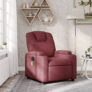 vidaXL Rozkładany fotel masujący, winna czerwień, obity tkaniną wariant 8