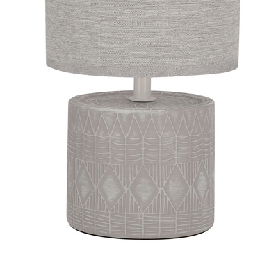 Lampka nocna Dina szara metalowa z abażurem lampka stołowa