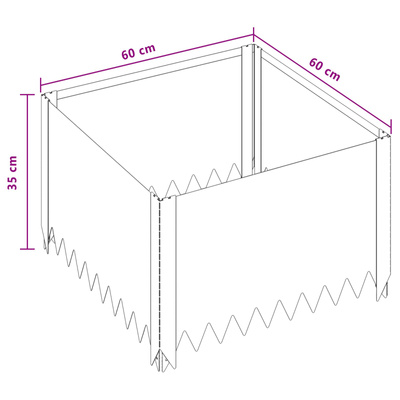Krawężnik do trawnika 4 szt. 60 x 60 x 35 cm Stal srebrny