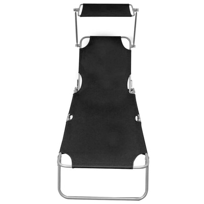 vidaXL Składany leżak z zadaszeniem, czarny, aluminium