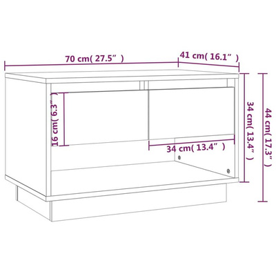 vidaXL Szafka pod TV, przydymiony dąb, 70x41x44 cm