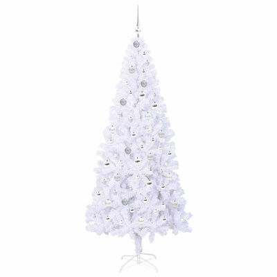 Sztuczna choinka z 300 diodami LED Biały 210 cm PVC i stal