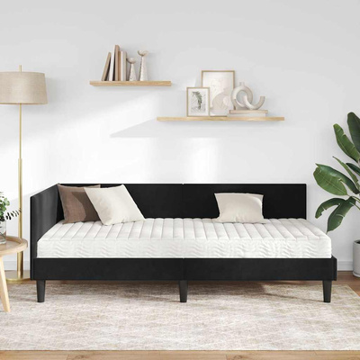 Rama Łóżka Narożnego z Materacem 2 szt. Czarny 90 x 200 cm