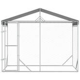 vidaXL Kojec dla psa, z dachem, srebrny, 3x1,5x2,5 m, stal